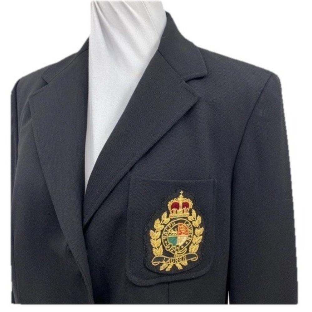 Vintage Lauren Ralph Lauren Womens Crest Blazer Jacket Equestrian Wool 18W - Picture 2 of 11